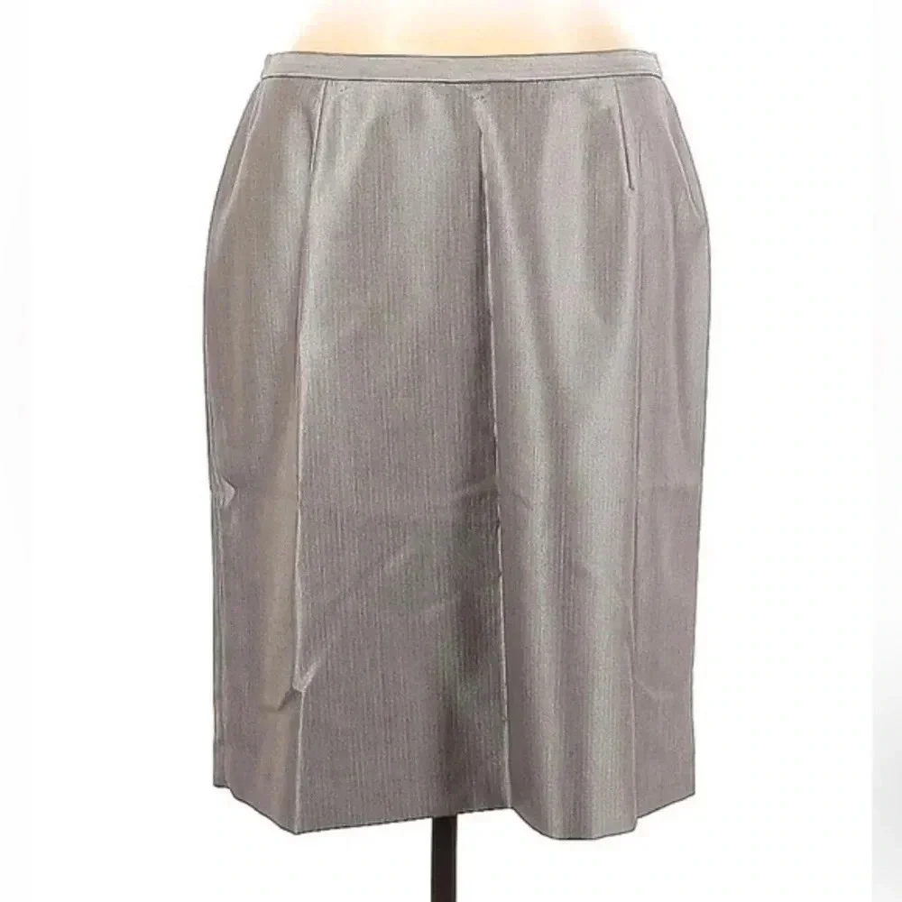 Calvin Klein | Shimmery Grey Pinstripe A-Line Pencil Skirt Size 16 NWT